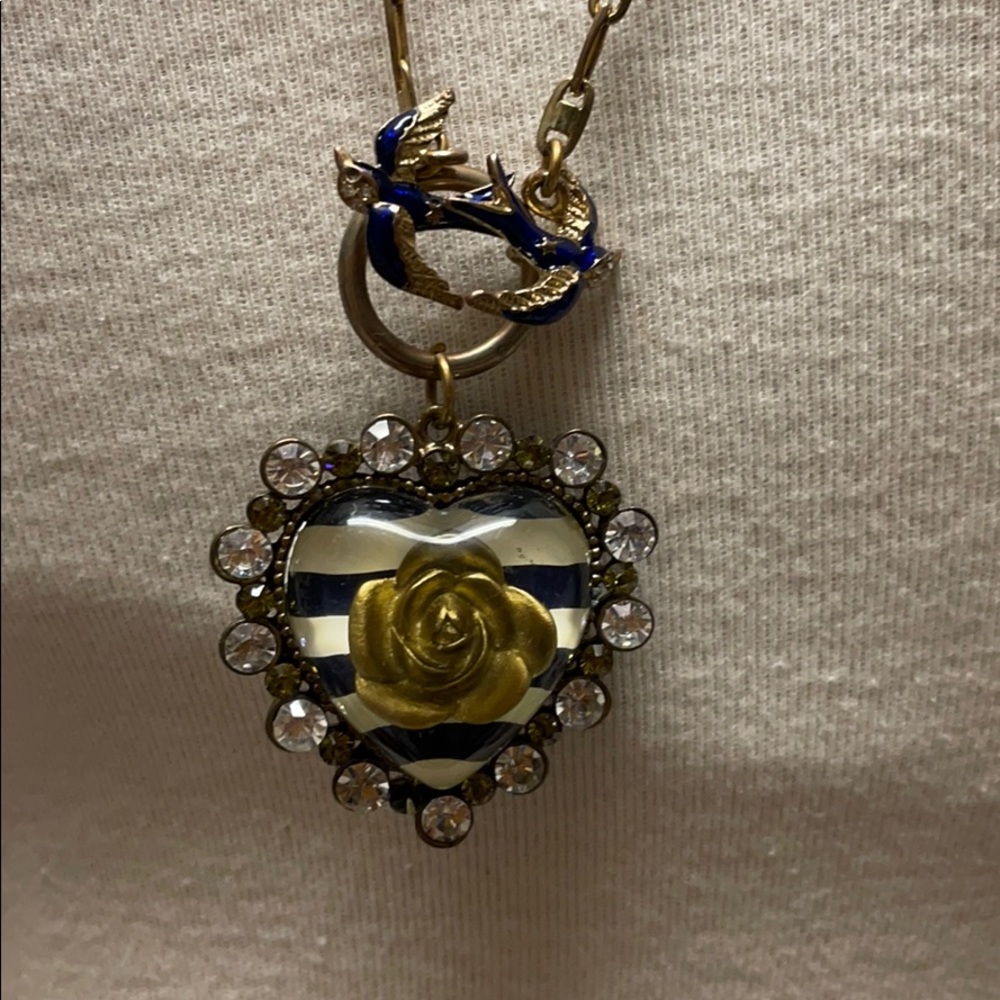 Betsey Johnson Heart And Doves Necklace